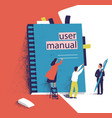 tiny people or managers trying to open giant user vector image vector image