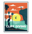 cliff diving california beach logo designs vector image vector image