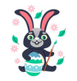 easter bunny painting chicken egg with ornament vector image vector image