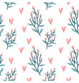 seamless pattern hearts holly berries branch vector image vector image