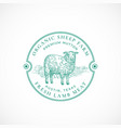 sheep farm framed retro badge or logo template vector image vector image