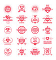 love symbols for wedding day monochrome badges vector image