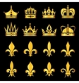 crowns in gold black vector image vector image