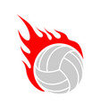 fire volleyball flame ball emblem game sport team vector image