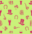 hand drawn seamless pattern with leprechaun vector image