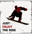 retro poster snowboarder flying just enjoy vector image vector image
