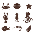 set of seafood icons vector image