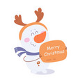 cute snowman greeting with winter holidays vector image vector image