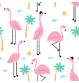 seamless trendy tropical pattern pink flamingo vector image vector image