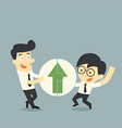 businessman hold jigsaw of arrows up vector image vector image