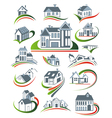 houses icons set vector image
