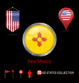 round chrome badge with new mexico us state flag vector image vector image