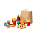 with fast food meal tasty fastfood vector image vector image