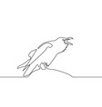 continuous line drawing raven logo concept vector image