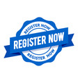 register now seal label vector image