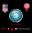 round chrome badge with south dakota us state vector image vector image