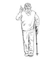 sketch of an smiling old man walking vector image