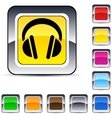 headphones square button vector image vector image