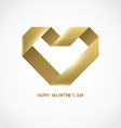 heart ribbon origami logo design template vector image