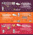 thin line art aged people banner set vector image vector image