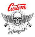 custom motorcycles poster template with winged vector image