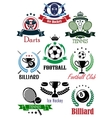 football billiards darts hockey tennis logo vector image