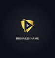 triangle play music button gold logo vector image