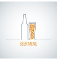 beer bottle glass menu background vector image