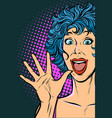joyful surprise woman girls 80s vector image vector image