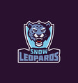 sports logo with snow leopard mascot colorful vector image