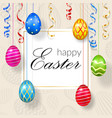 happy easter background decorative text hanging vector image