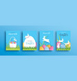happy easter cutout rabbit egg spring card set vector image vector image