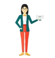 woman holding ringing telephone vector image