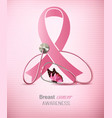 breast cancer awareness ribbon on a pink vector image vector image