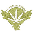 banner for legalize marijuana with cannabis leaf vector image