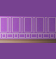 empty room with purple panels and wooden floor vector image vector image