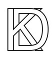 logo sign kd dk icon double letters logotype d k vector image vector image