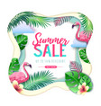 summer big sale typography poster with flamingo vector image