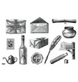 vintage mail hand draw engraving style black vector image
