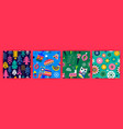 winter holiday folk christmas seamless pattern set vector image