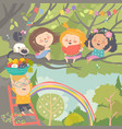 children playing and having fun in tree vector image