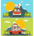 car trip family adult children road concept flat vector image