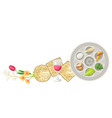 happy pesach jewish passover plate vector image vector image