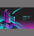 smart building intelligent houses in night city vector image vector image