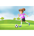 a girl playing soccer at the field vector image