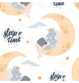 cute unicorn sleeping at cloud in hat vector image