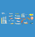 missile helicopter airship balloon paraglider vector image