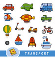 colour transport set collection of items vector image