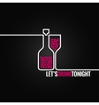 wine bottle glass line design background vector image vector image