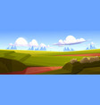 cartoon nature landscape dirt road go along field vector image
